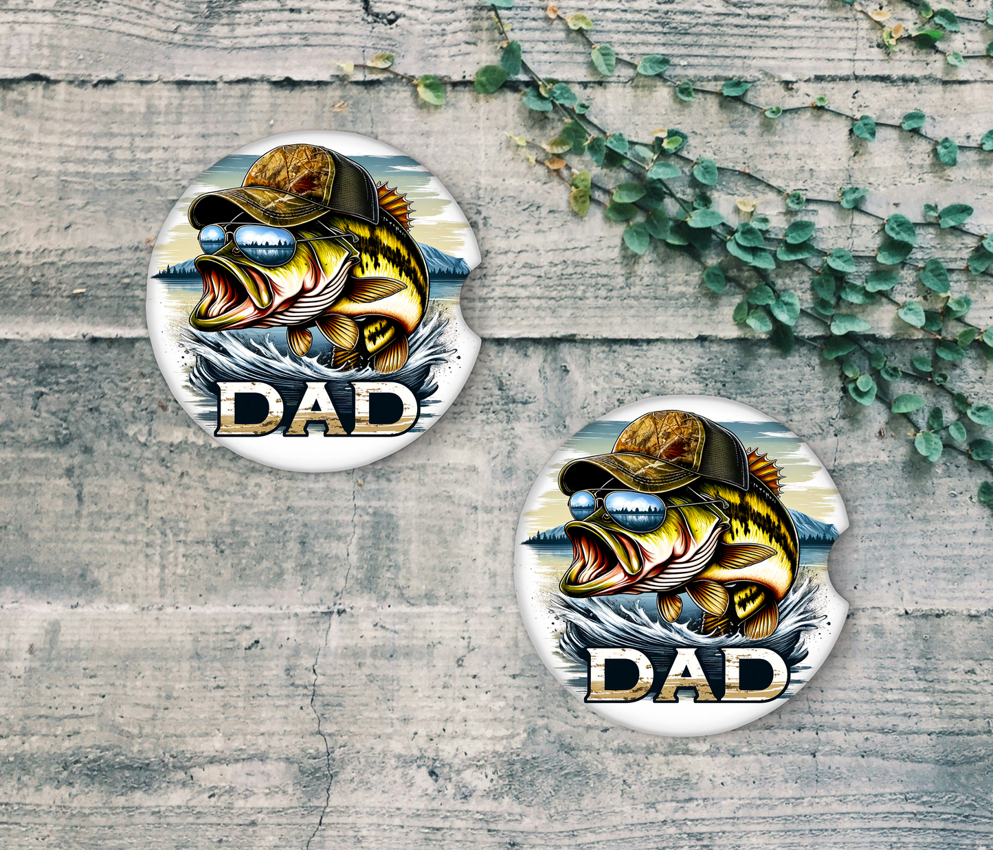 Hunt Camp Fish Car Coasters