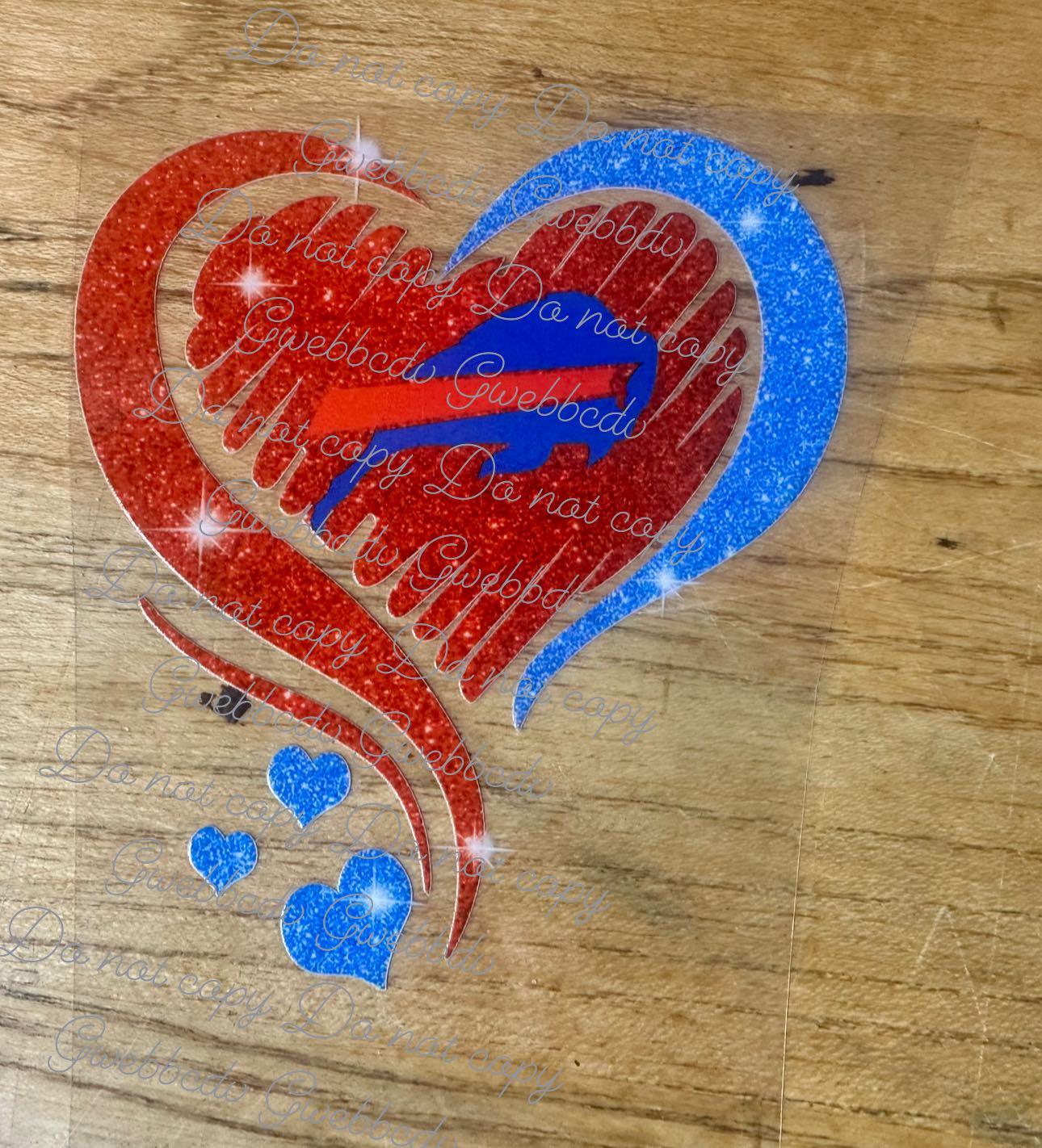 Faux Glitter Bills Heart Decal