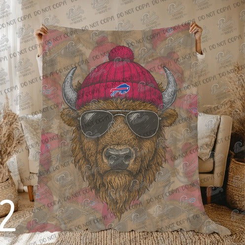Buffalo NFL MASCOT HEADS Blanket PREORDER