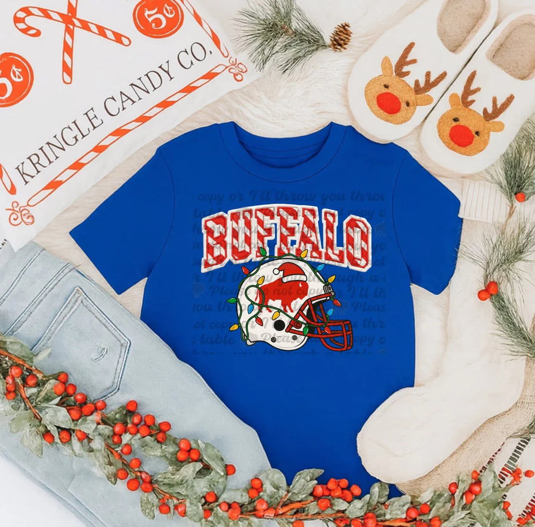Buffalo Christmas Helmet White Words