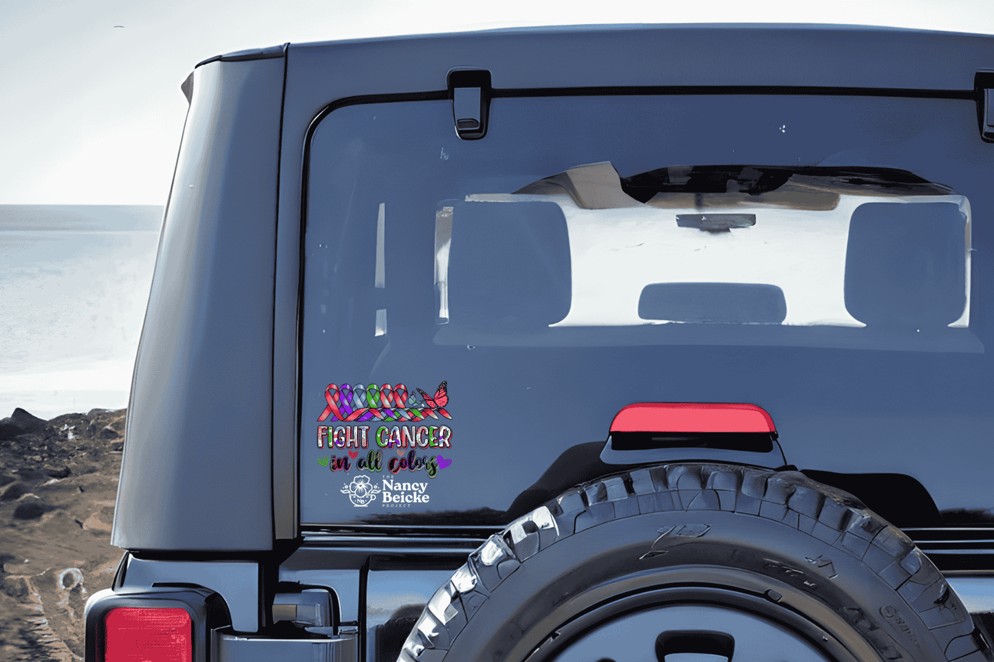 Fight For Cancer Ribbon With Logo Decal