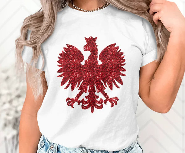 Red Faux Glitter Falcon