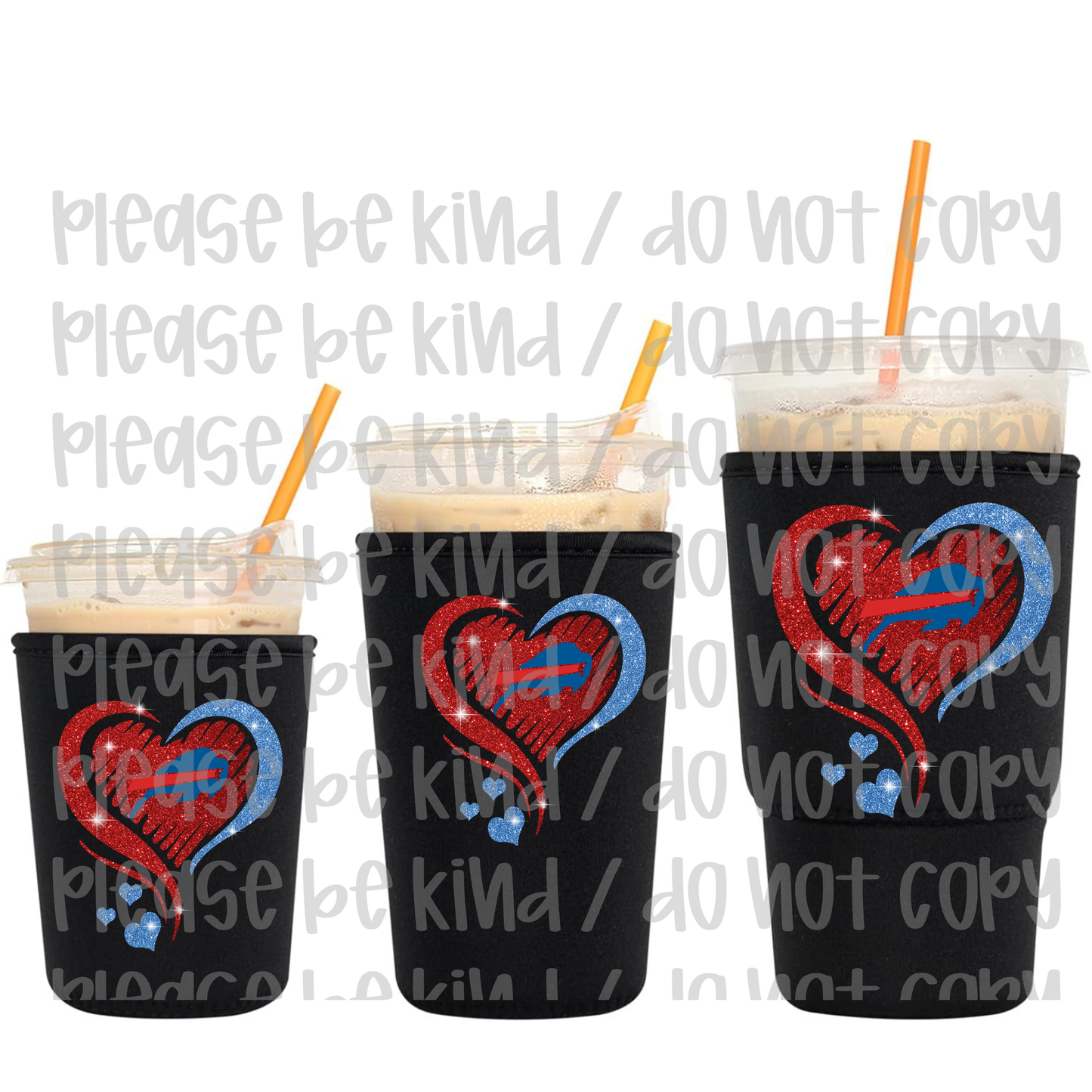 Faux Glitter Bills Heart Koozie