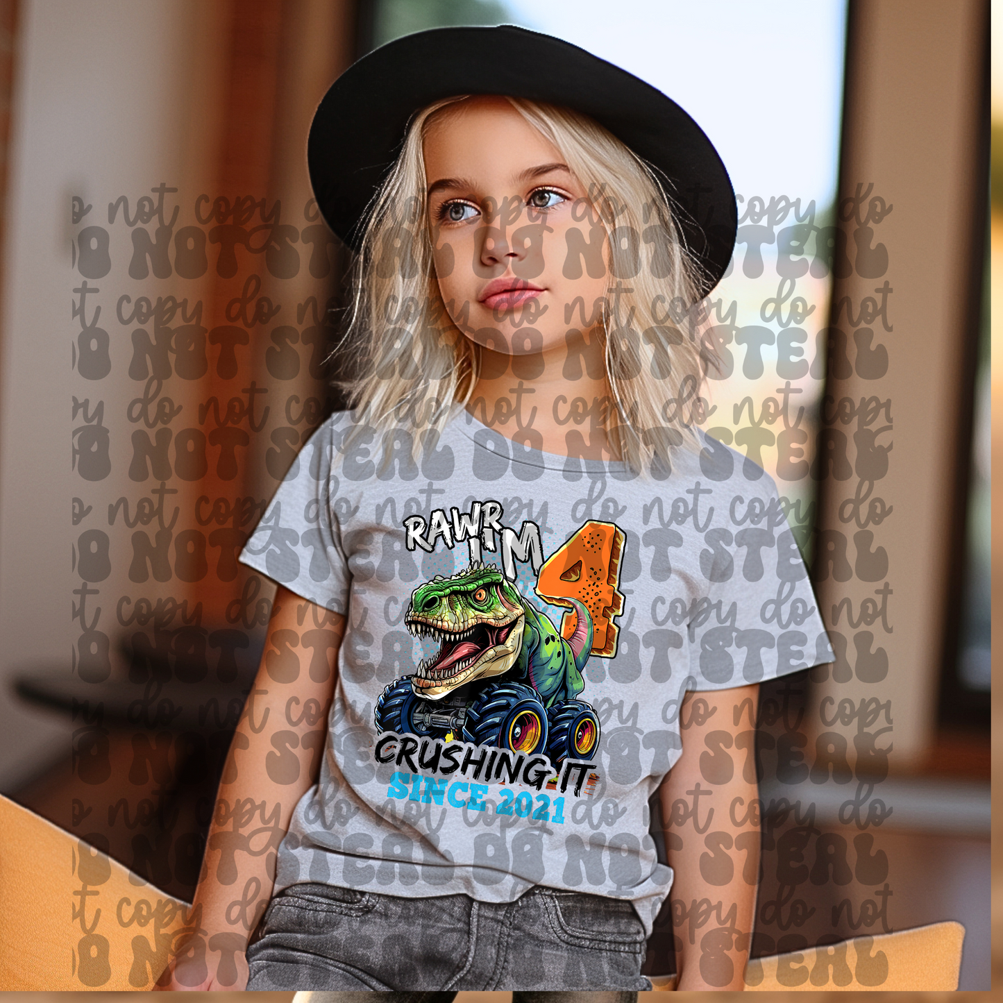 Rawr I'm 4 And Crushing It Short Sleeve