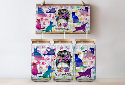 Cat Mom 16oz UV DTF Cup Wrap