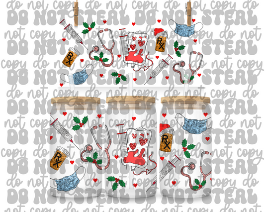 Christmas Nurse 16oz UV DTF Cup Wrap