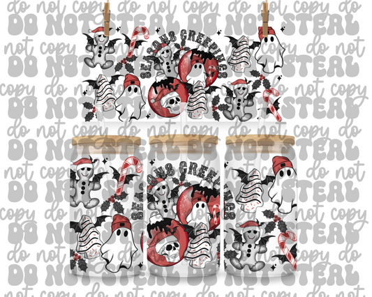 Season's Greetings Ghosts 16oz UV DTF Cup Wrap