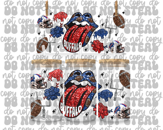 Buffalo Football Tongue 16oz UV DTF Cup Wrap