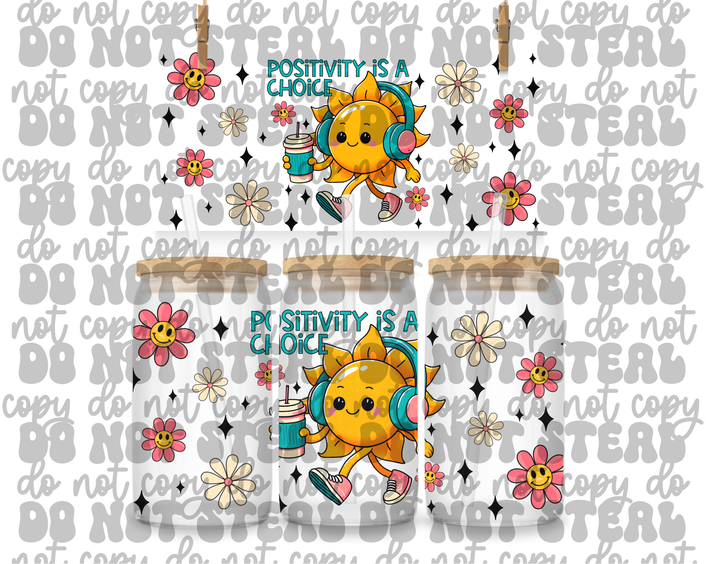Positivity Is A Choice 16oz UV DTF Cup Wrap