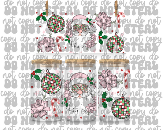 Christmas Disco Santa 16oz UV DTF Cup Wrap