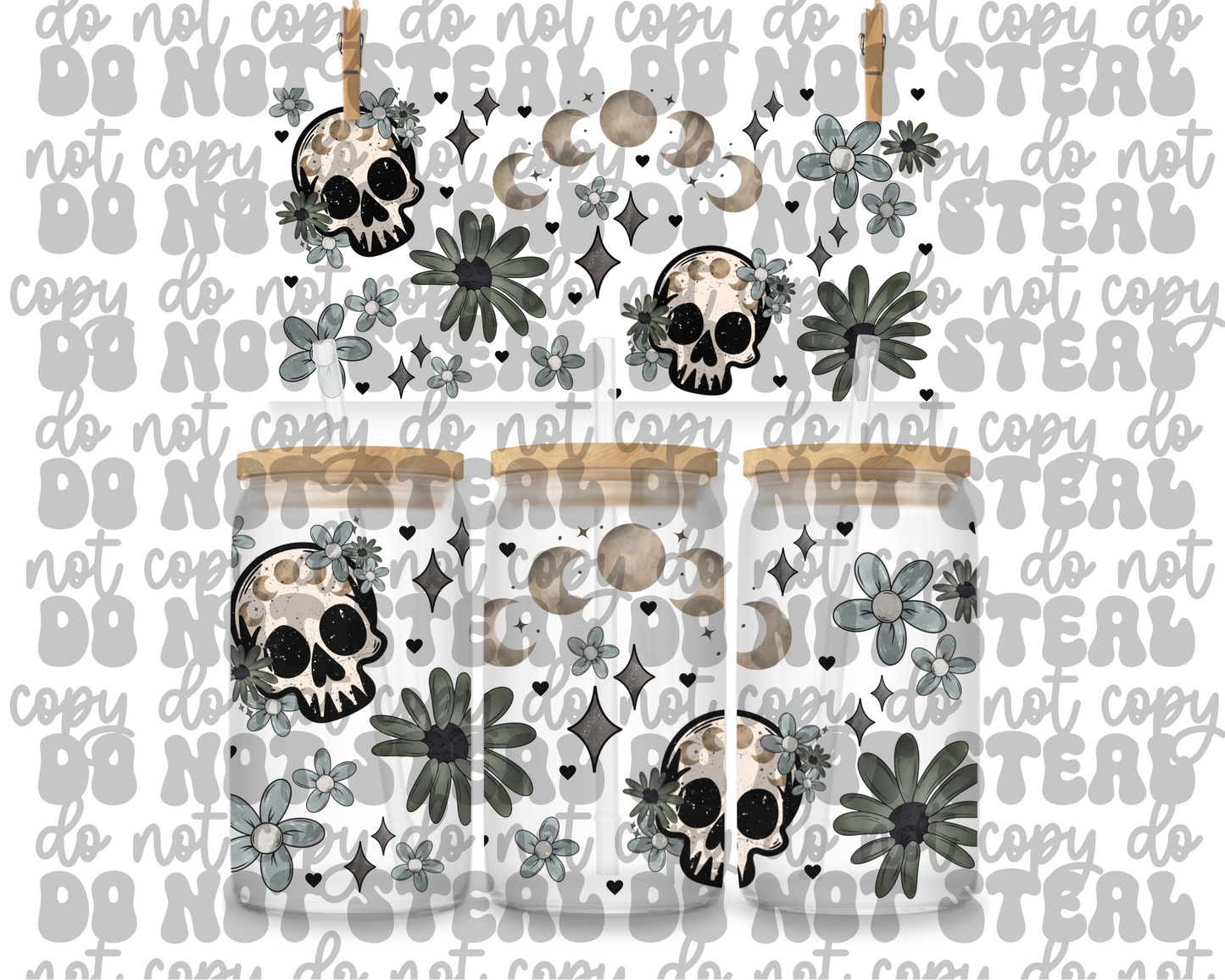 Dark Skulls 16oz UV DTF Cup Wrap