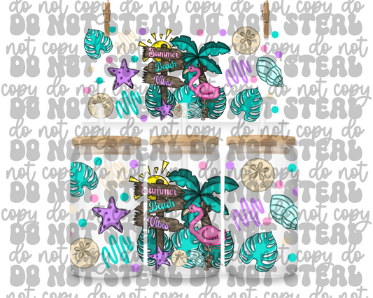 Summer Beach Vibes 16oz UV DTF Cup Wrap