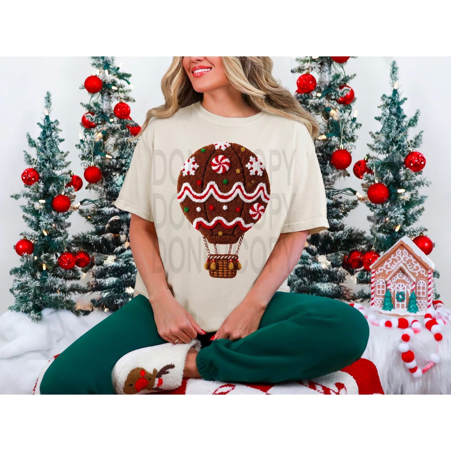 Faux Patch Xmas Hot Air Balloon