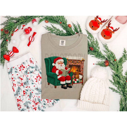 Faux Patch Santa Reading