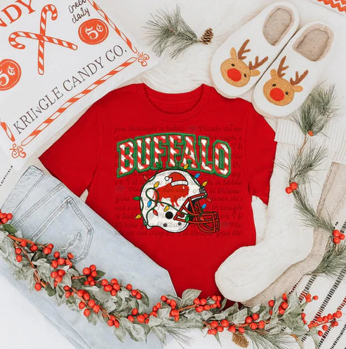 Buffalo Christmas Helmet Green Words