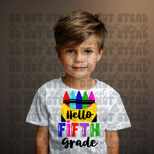 Hello 5th Grade Crayon Box