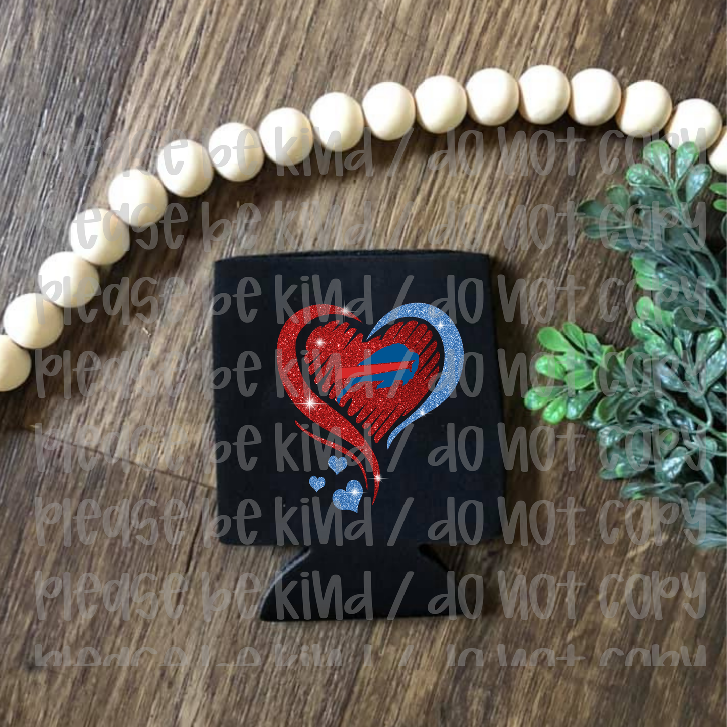 Faux Glitter Bills Heart Koozie