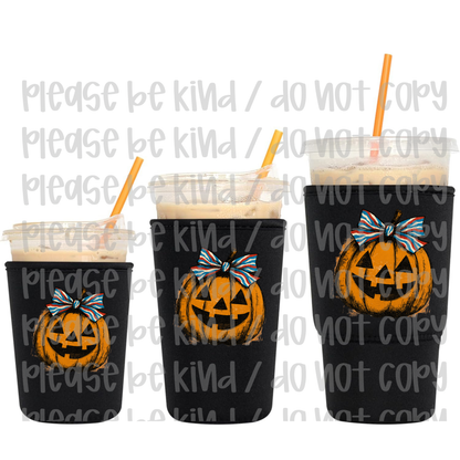 Pumpkin Football Bow Koozie