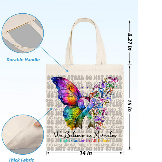 Fight For Cancer Butterfly Tote Bag