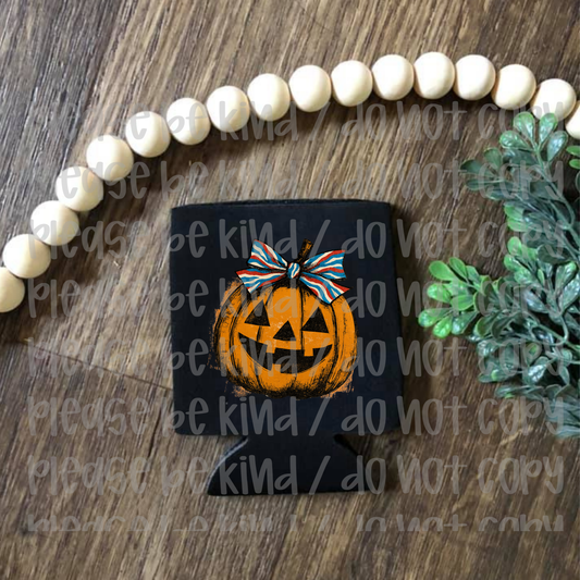 Pumpkin Football Bow Koozie