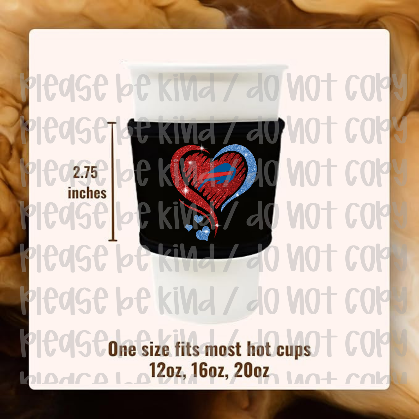 Faux Glitter Bills Heart Koozie