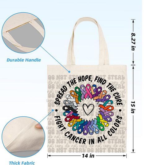 Fight For Cancer Ribbon Circle Tote Bag
