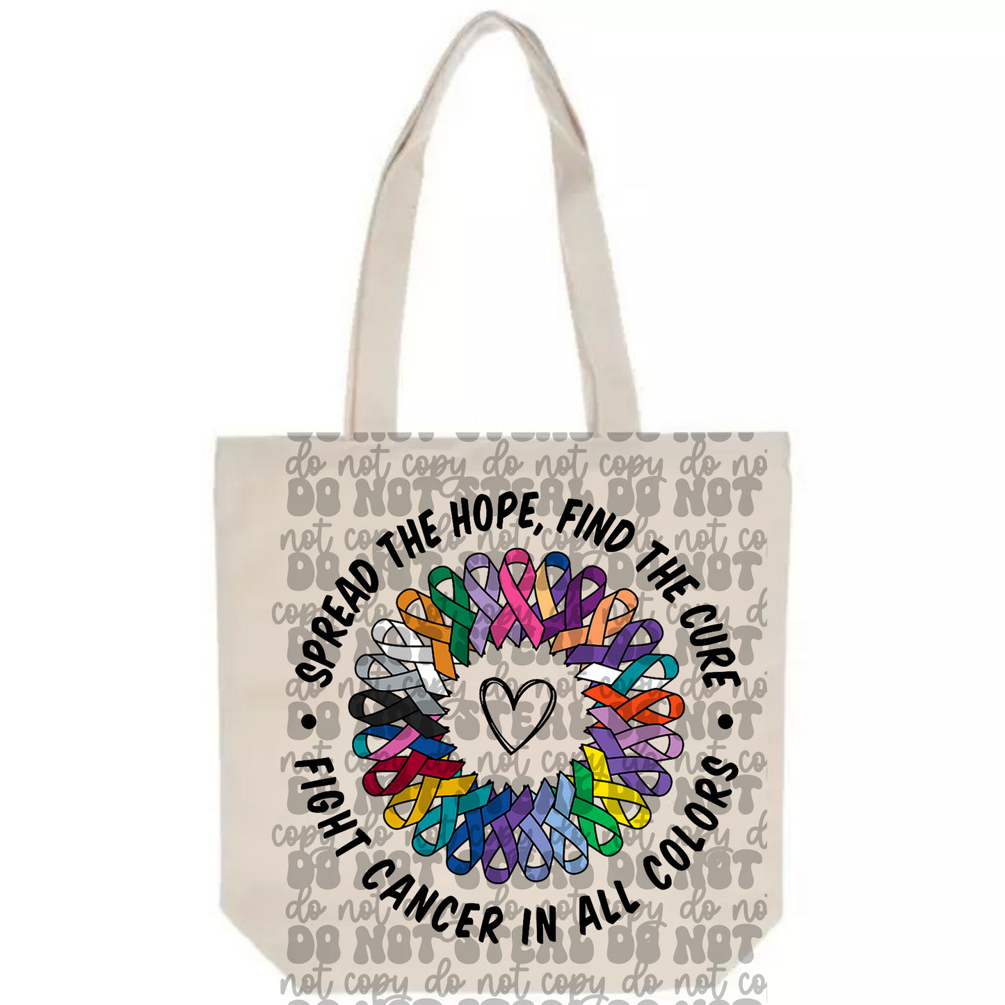 Fight For Cancer Ribbon Circle Tote Bag