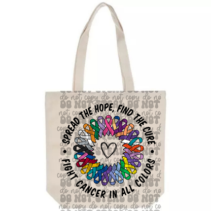 Fight For Cancer Ribbon Circle Tote Bag
