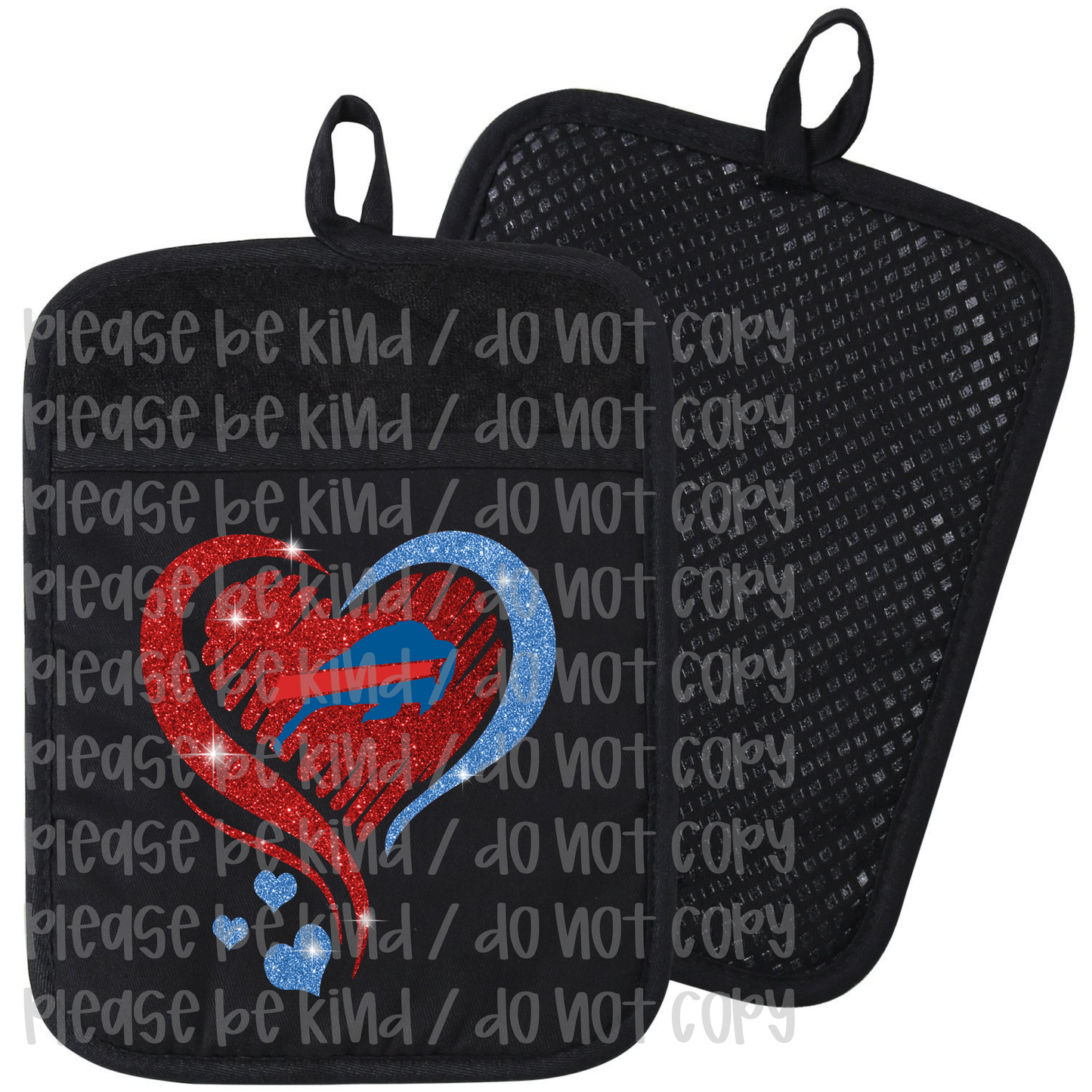 Faux Glitter Bills Heart Pot Holder